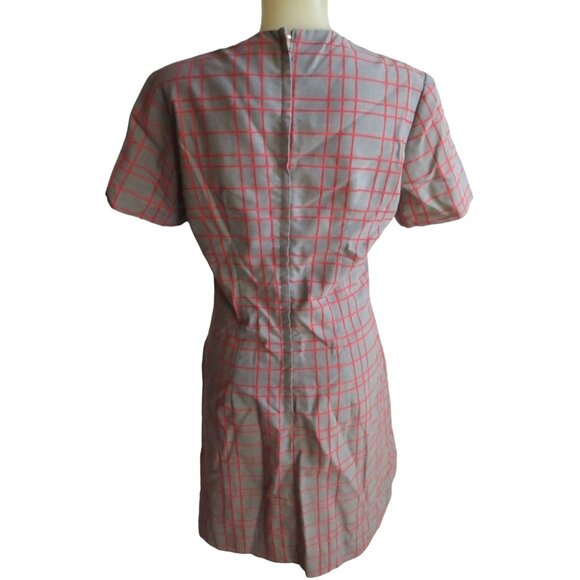 Vintage Women's Dress 8/10 1960's Hiphugger Scooter Gray/Red Plaid Joan Curtis M - Picture 3 of 10